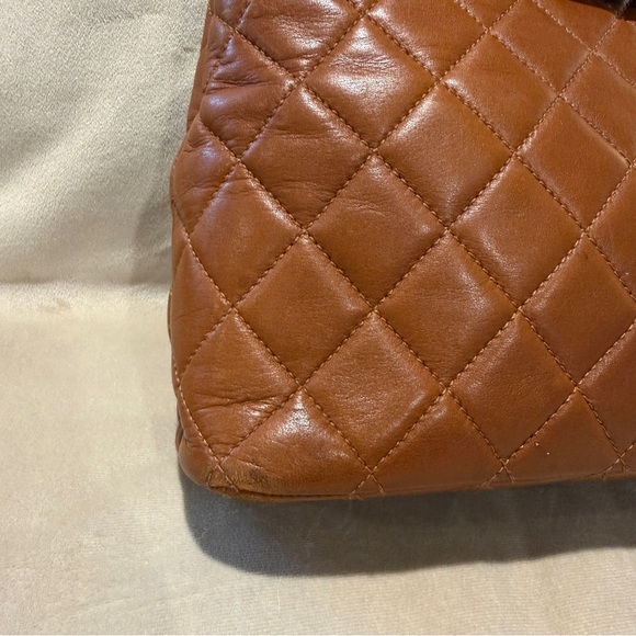 Vintage CHANEL Brown Lambskin Quilted Resin Chain Shoulder Bag 90s Rare Karl Era - Picture 7 of 16